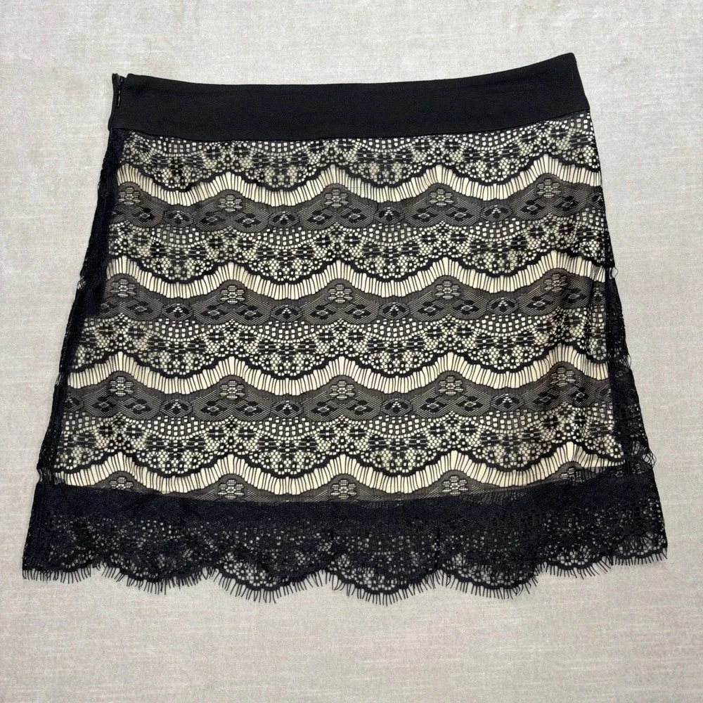 Heart Crush Black Lace Overlay A Line Mini‎ Skirt Size 9 Feminine Whimsigoth